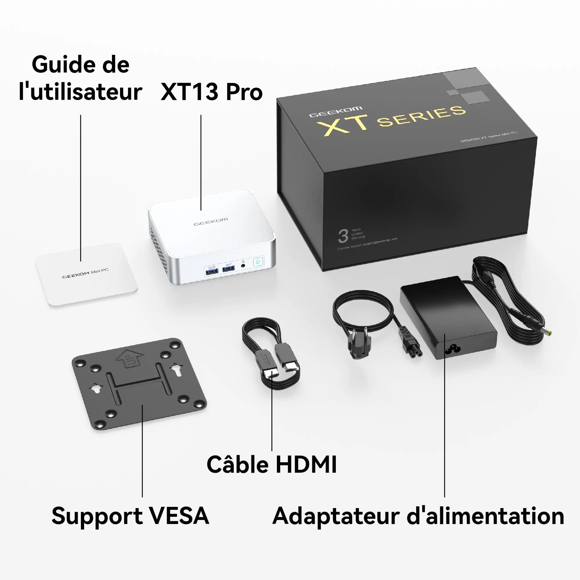 GEEKOM XT13PRO Liste de colis