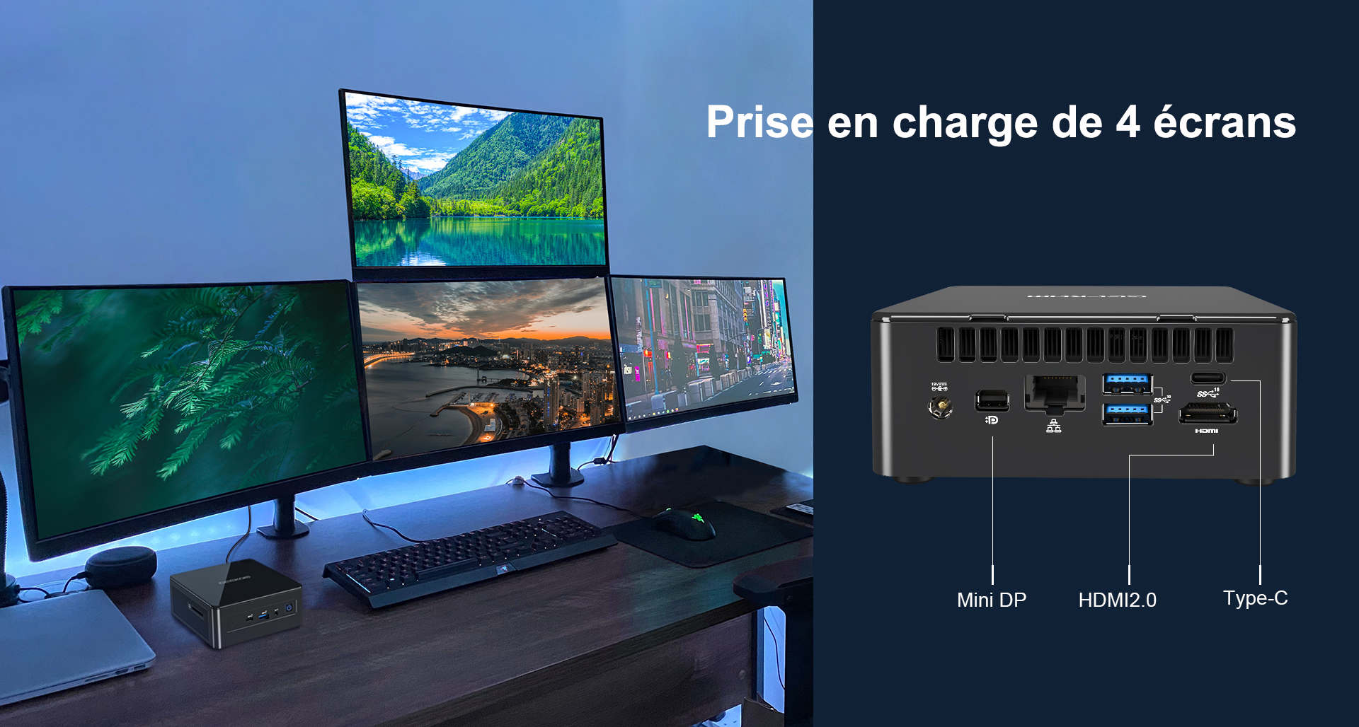 GEEKOM Mini IT8 Prise en charge de 4 écrans