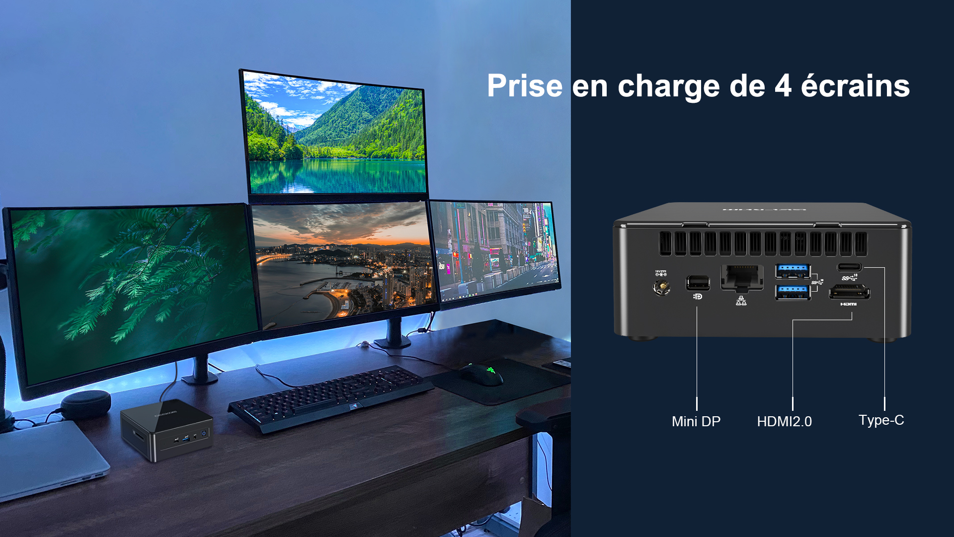 GEEKOM MiniPC Mini IT8 SE Prise en charge the 4 écran