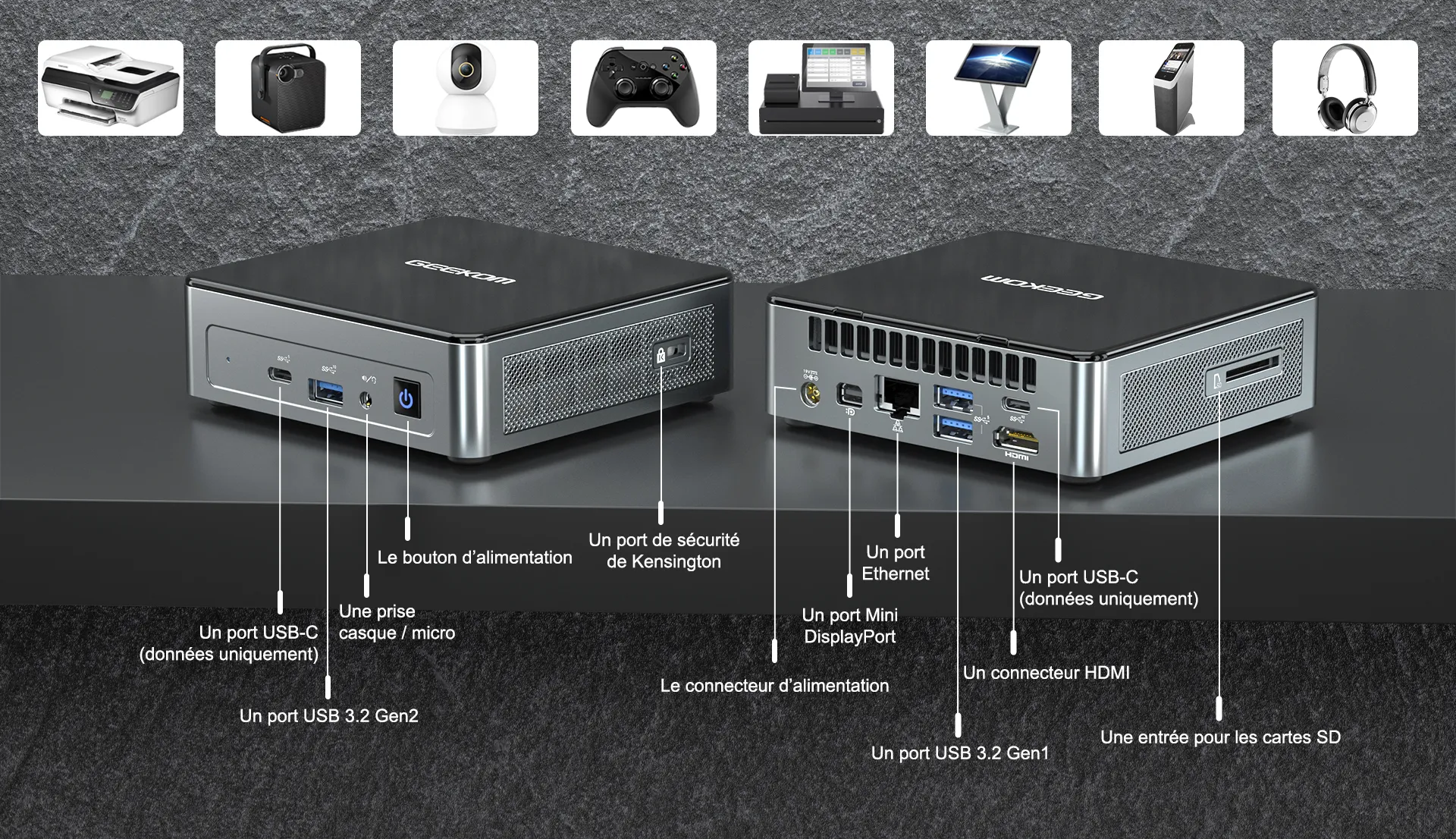 GEEKOM MiniAir 11 Intel Celeron Il existe les ports différents