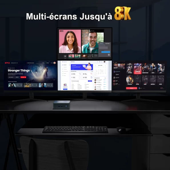 GEEKOM Mini PC Mini IT12 Multi-écrans jusqu'à 8k