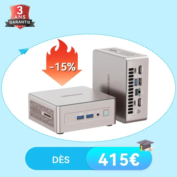 GEEKOM A5 Mini PC avec AMD R5-7430U, R7-5800H ou R7-5825U