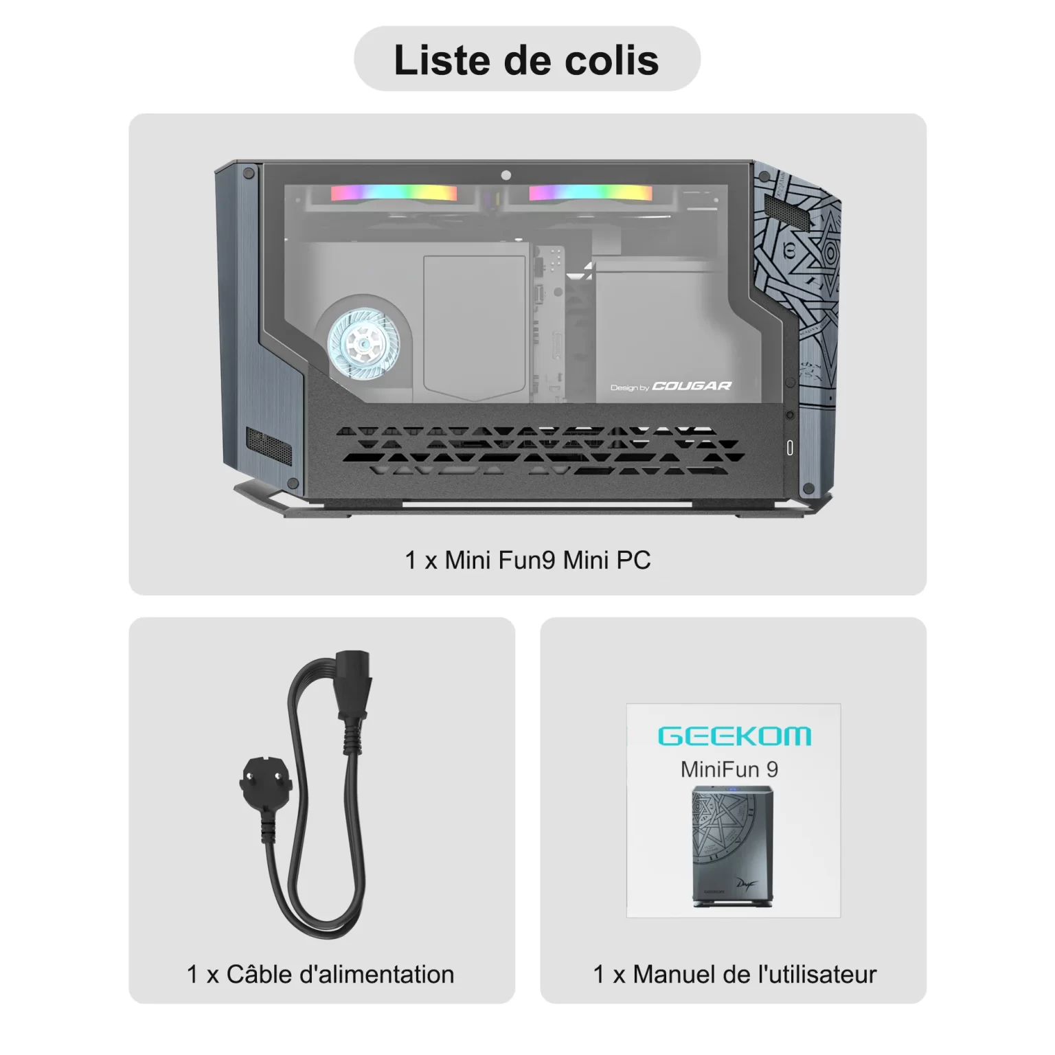 GEEKOM MINI PC FUN9 Liste de colis
