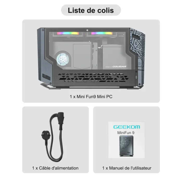 GEEKOM MINI PC FUN9 Liste de colis