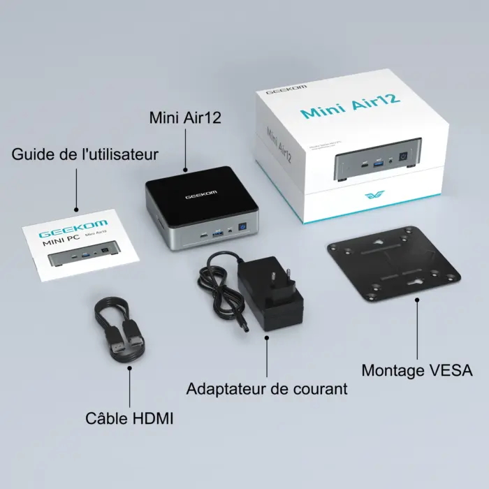 GEEKOM Mini Air 12 Mini-PC avec Intel Alder Lake N100 de 12 ème Génération avec standard européen