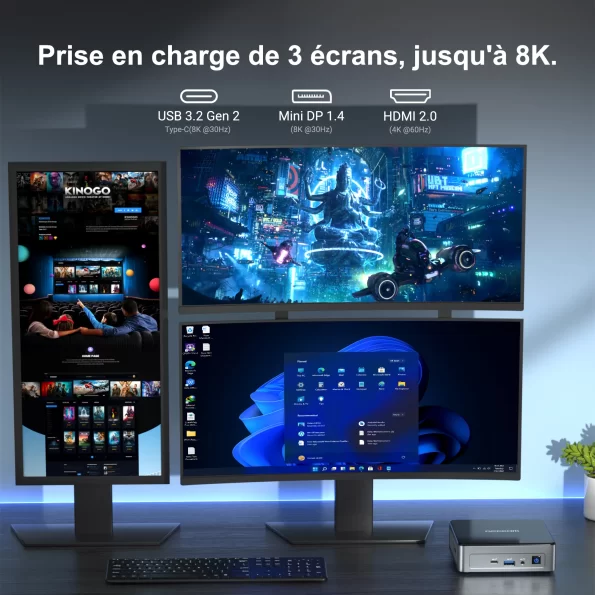 GEEKOM Mini Air 12 Mini-PC avec Intel Alder Lake N100 de 12 ème Génération Prise en charge de 3 écrans