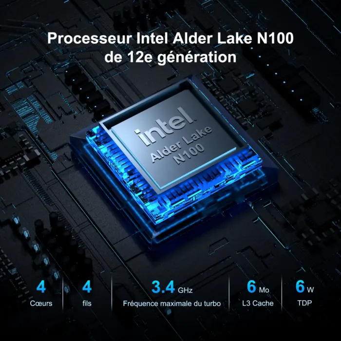 Processeur du GEEKOM Mini Air 12 Mini-PC avec Intel Alder Lake N100 de 12 ème Génération