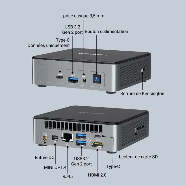 Connecteur du GEEKOM Mini Air 12 Mini-PC avec Intel Alder Lake N100 de 12 ème Génération