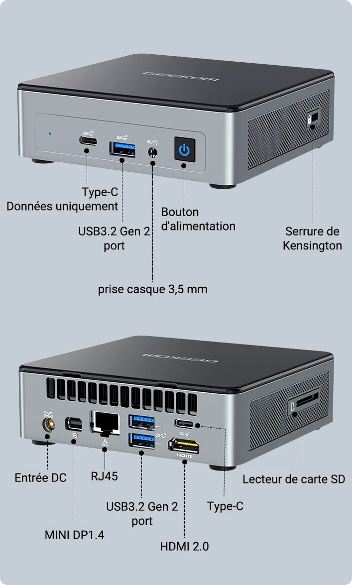 GEEKOM Mini Air 12 les fentes