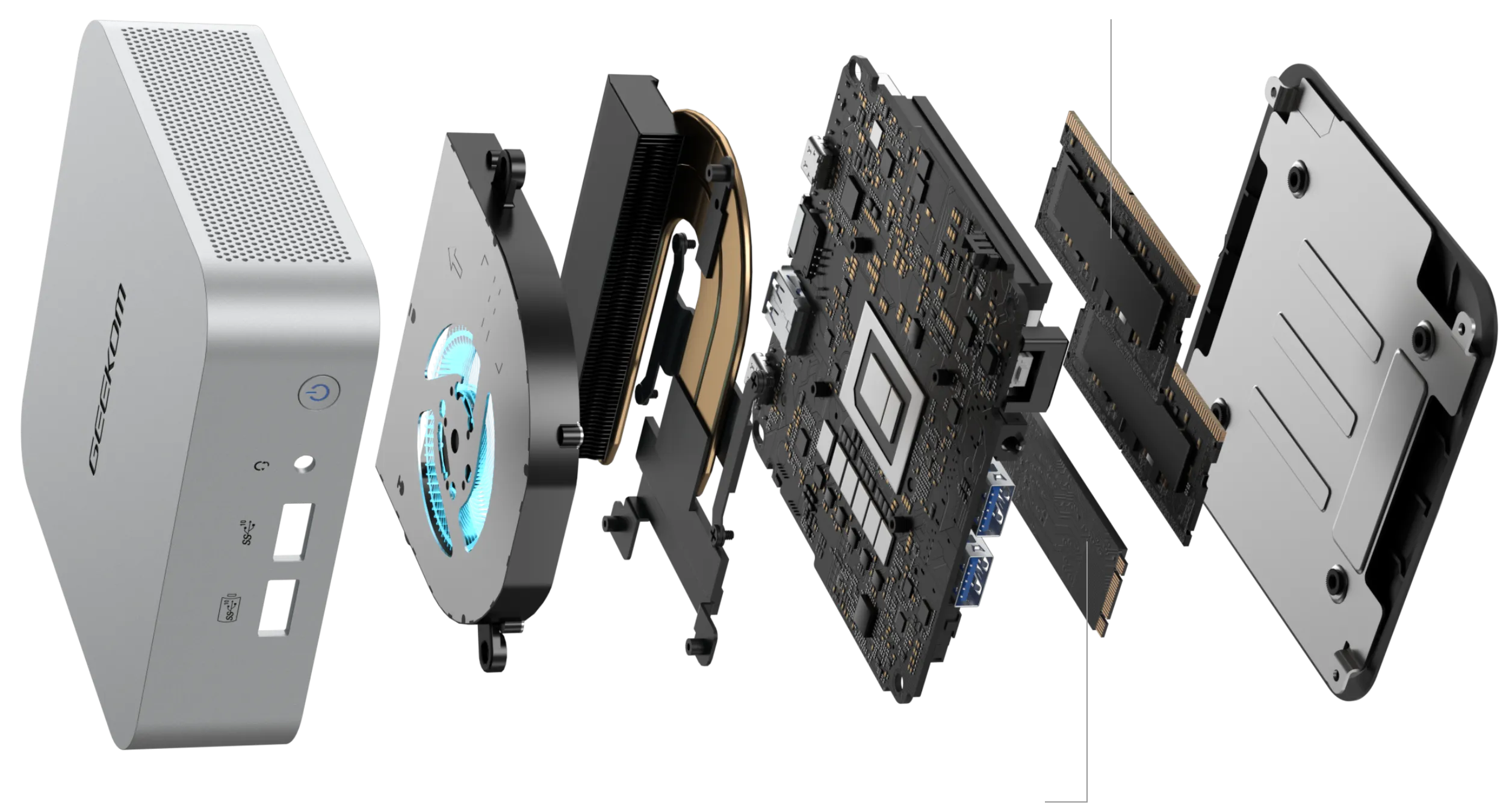 Structure interne du GEEKOM A7 Mini PC AMD Ryzen 9 7940HS ou Ryzen 7 7840HS