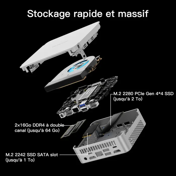 Stockage rapide et massif pour le GEEKOM XT12 Pro Mini PC Intel® Core™ i9-12900H de 12e génération