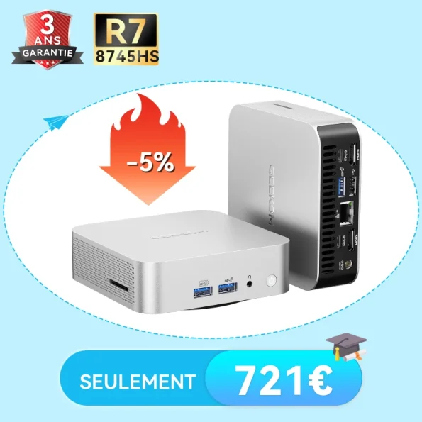 GEEKOM A8 Mini PC avec AMD Ryzen™ 7 8745HS