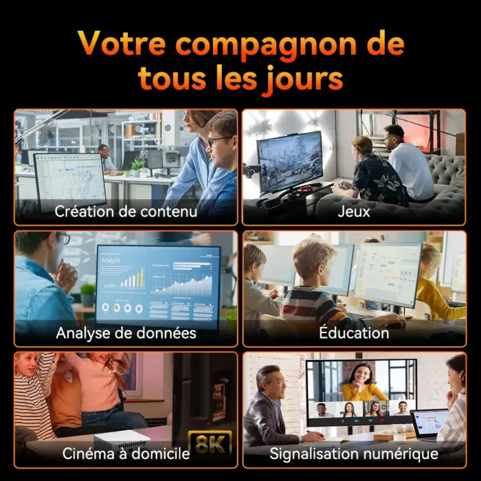 Scénarios d'utilisation du GEEKOM AE8 Mini PC AMD Ryzen 9