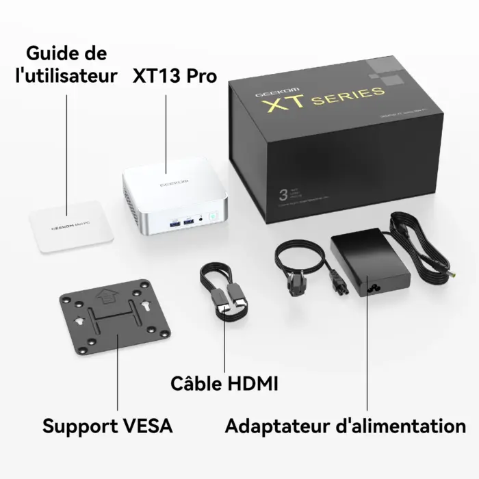 GEEKOM XT13PRO Liste de colis