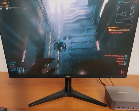 geekom gt1 mega mini pc test en jeu cyberpunk 2077
