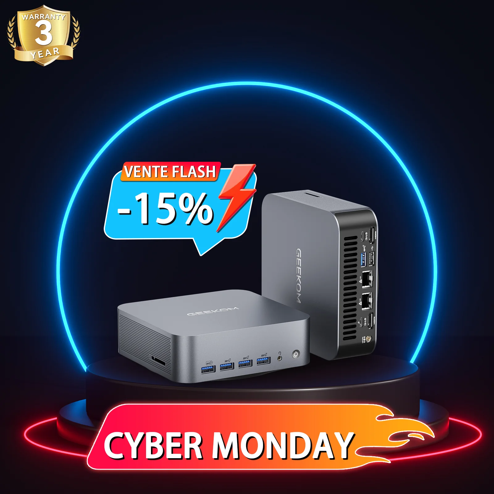 【ZUMI】GEEKOM GT1 mega Core U9-185h GEEKOM GT1 Mega Mini PC: IA PC avec U9-185H | U7-155H