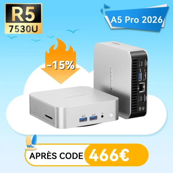 GEEKOM A5 Pro 2026 Edition Mini PC avec AMD Ryzen™ 5 7530U