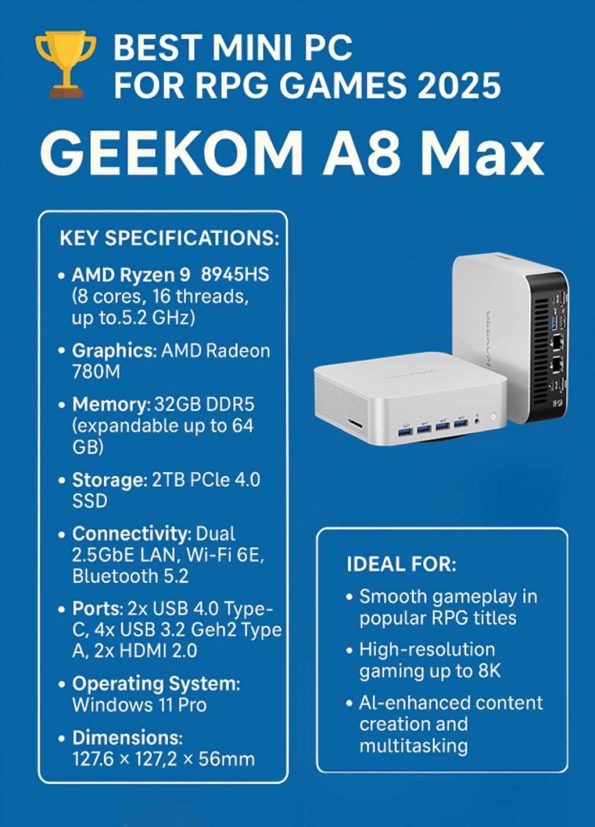 Le meilleur Mini PC pour les RPG – GEEKOM A8 Max