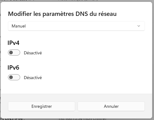 Passez le menu déroulant sur Manuel, puis activez IPv4